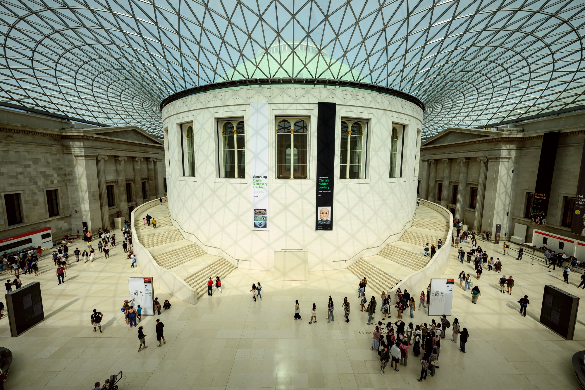 LONDON, ENGLAND - AUGUST 23: A general view of the interior of the British Museum on August 23, 2023 in London, England. British Museum officials launched an investigation into the theft of its artefacts after discovering that stolen items, comprising of gold jewellery, semi-precious stones and glass valued at up to £50,000, were being sold on eBay for as little as £40.  (Photo by Leon Neal/Getty Images)